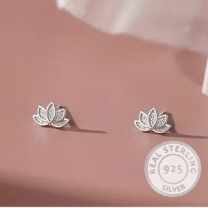 2/$30 Genuine 925 Sterling Silver Lotus Flower Stud Earrings